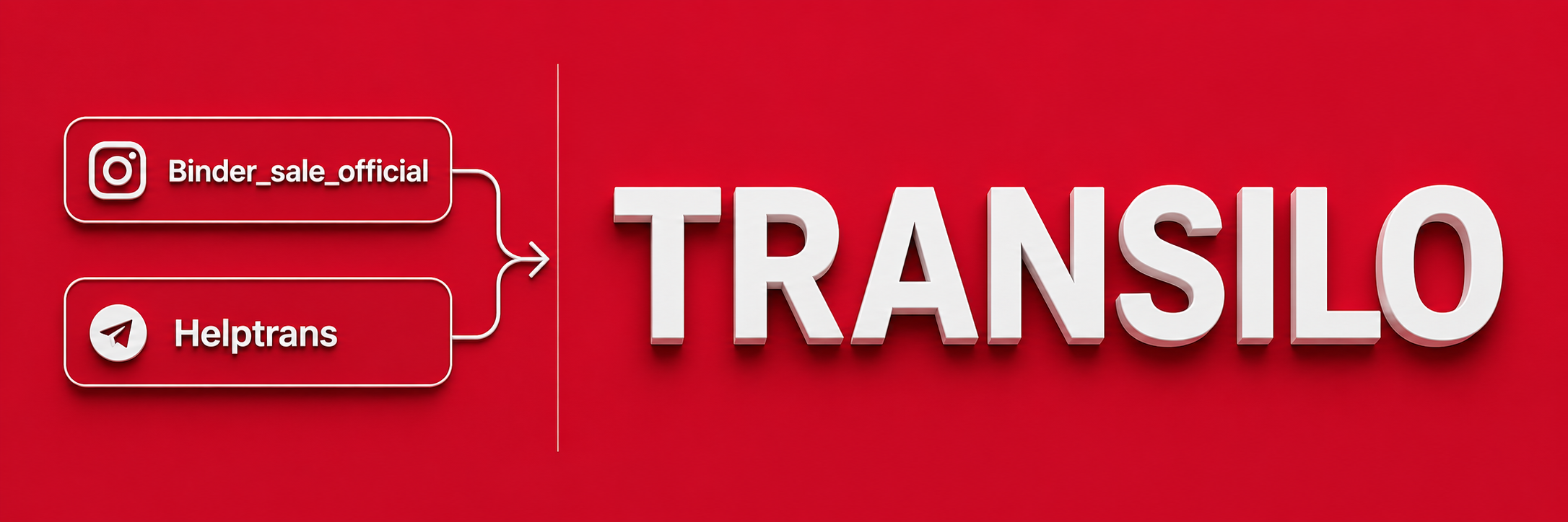 متن داخل تصویر `baner.tagirnam3.png` این است:  ```text Binder_sale_official Helptrans  اگر دنبال Binder_sale_official یا Helptrans هستید تمام کانال ها و پیج های ما با هم ادغام شده است این سایت متعلق به همان مجموعه ها است اکنون با نام TRANSILO فعالیت میکند  برای ادامه مطلب كليك كنيد ```  اگر بخواهی، می‌توانم نسخه‌ی ویرایش‌شده و رسمی‌تر این متن را هم برات بازنویسی کنم.